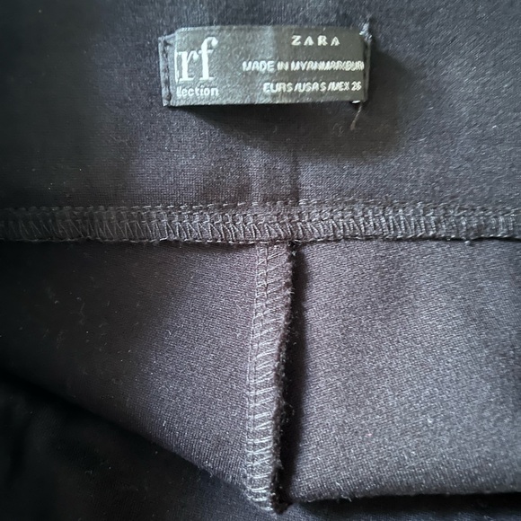 Zara TRF black thick leggings with side band stripe in yellow and white-size S - Picture 10 of 13